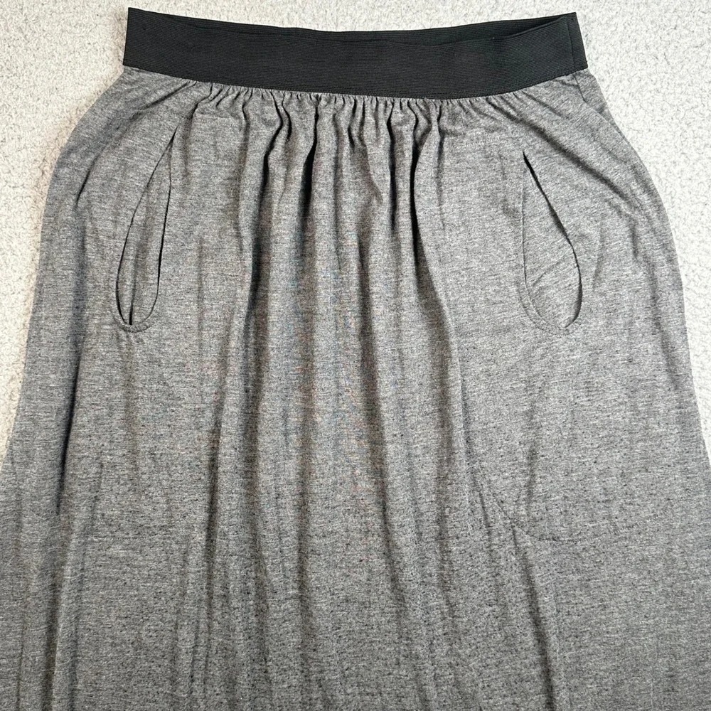 Peruvian Connection Modal Maxi Skirt Women Large Gray Knit Pockets Elastic Waist